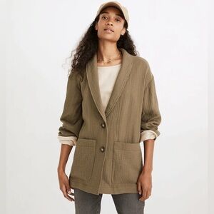 NWT Madewell Lightspun Dorset Olive Green Relaxed Blazer Size Medium
